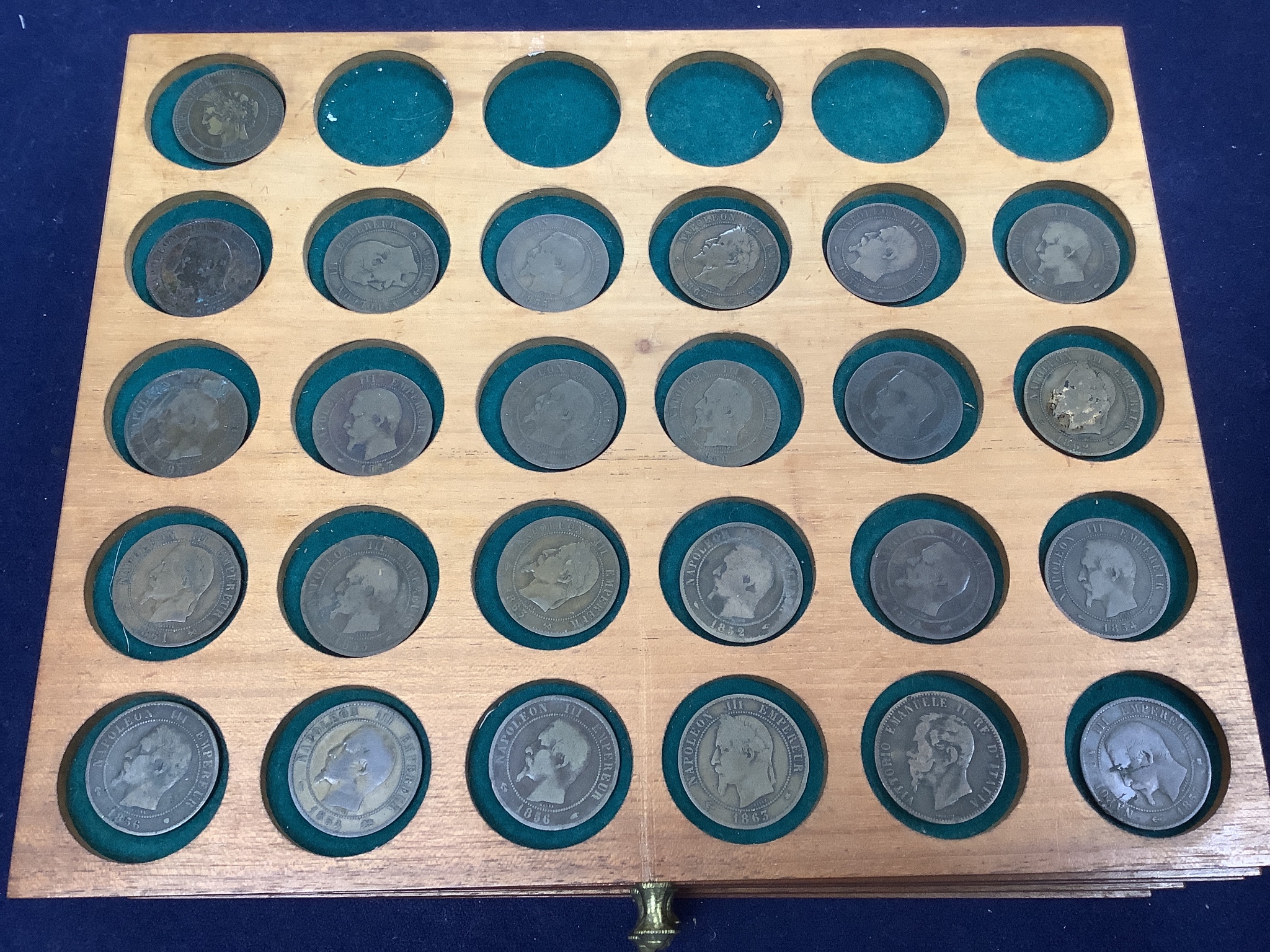 A coin collection in a coin collector's case, 30 x 26 x 17cm